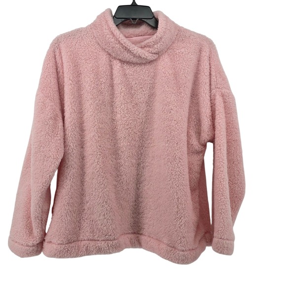 Jane and Bleecker Tops - Jane and Bleecker Pink Funnel Neck Pullover Fleece Sweatshirt XL Coxy Soft Casua